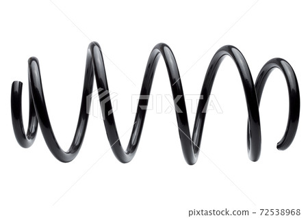 spring car suspension spare part, black iron object elastic coil spring isolated on white background. spring car suspension spare part, black iron object elastic coil spring isolated on white background. 72538968