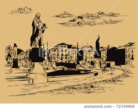 Venice drawing illustration Prato della Valle brown 72539988