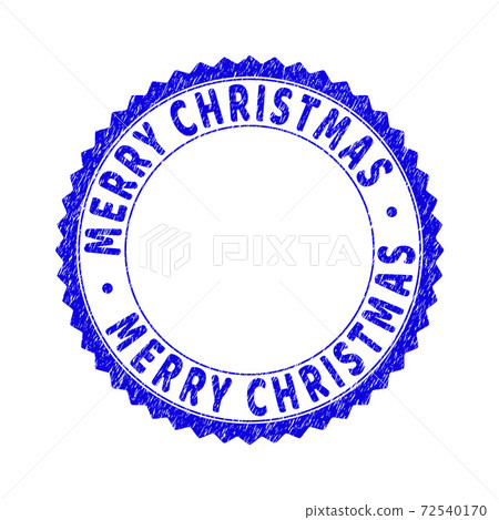 Grunge MERRY CHRISTMAS Scratched Round Rosette Watermark 72540170