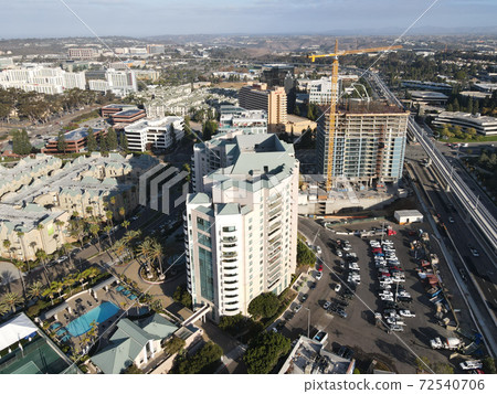 Aerial view of UTC, University City large residential and commercial, San Diego 72540706