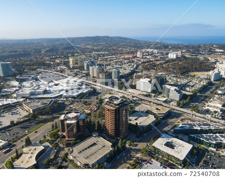 Aerial view of UTC, University City large residential and commercial, San Diego 72540708