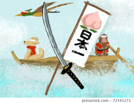 [舊故事系列：桃太郎006]圖畫書舊故事風格背景圖 72541271