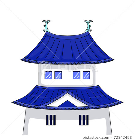 日本城堡與藍色的屋頂 72542498
