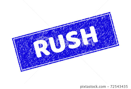 Grunge RUSH Scratched Rectangle Stamp 72543435