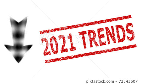 Distress 2021 Trends Seal and Halftone Dotted Arrow Down 72543607