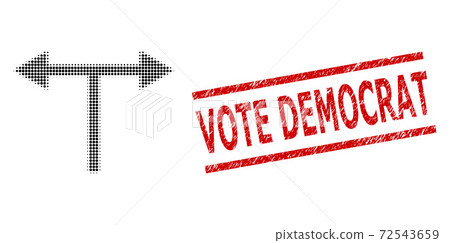 Scratched Vote Democrat Stamp and Halftone Dotted Bifurcation Arrows Left Right Scratched Vote Democrat Stamp and Halftone Dotted Bifurcation Arrows Left Right 72543659