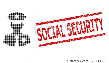 Scratched Social Security Seal and Halftone Dotted Constable Scratched Social Security Seal and Halftone Dotted Constable 72543662