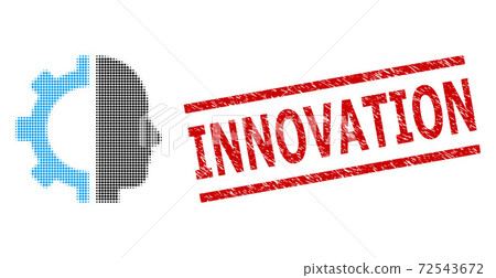 Textured Innovation Stamp and Halftone Dotted Cyborg Gear Textured Innovation Stamp and Halftone Dotted Cyborg Gear 72543672