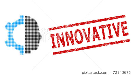 Distress Innovative Seal Stamp and Halftone Dotted Cyborg Gear Distress Innovative Seal Stamp and Halftone Dotted Cyborg Gear 72543675