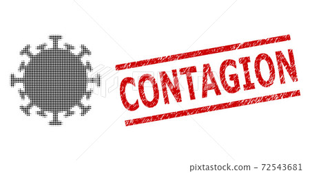 Distress Contagion Seal Stamp and Halftone Dotted Contagious Virus 72543681