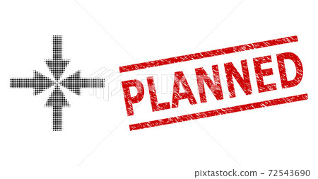 Grunge Planned Seal and Halftone Dotted Compress Arrows 72543690