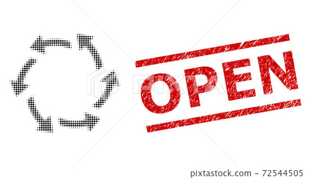 Textured Open Stamp and Halftone Dotted Centrifugal Arrows 72544505