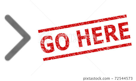Distress Go Here Seal Stamp and Halftone Dotted Direction Right 72544573