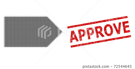 Scratched Approve Stamp and Halftone Dotted Direction Right 72544645