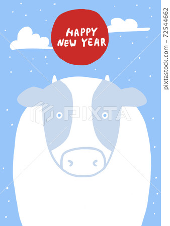 New Year's card 2021-cute cow illustration New Year's card 2021-cute cow illustration 72544662