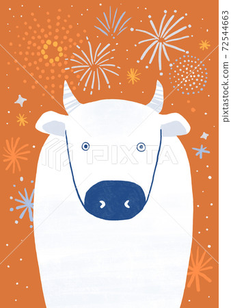 New Year's card 2021-white cow illustration New Year's card 2021-white cow illustration 72544663