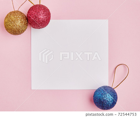 New year greeting card on the rose background New year greeting card on the rose background 72544753