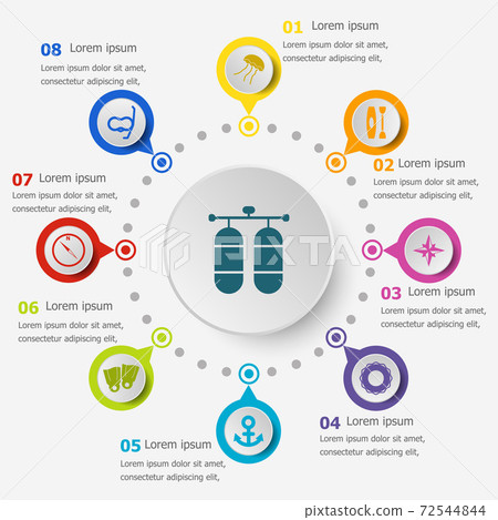 Infographic template with diving icons 72544844