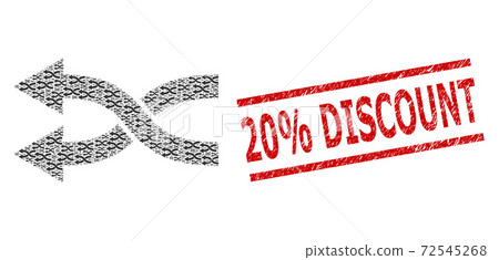 Shuffle Arrows Left Recursion Mosaic of Shuffle Arrows Left Icons and Distress 20% Discount Seal Stamp 72545268