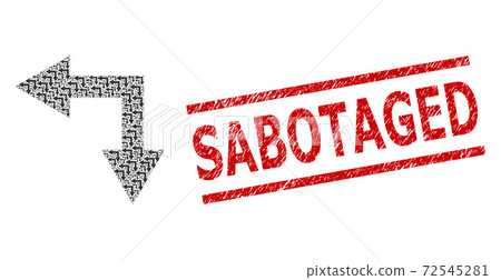 Bifurcation Arrow Left Down Recursive Mosaic of Bifurcation Arrow Left Down Icons and Grunge Sabotaged Seal Stamp 72545281