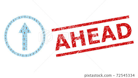 Up Rounded Arrow Recursive Mosaic of Up Rounded Arrow Icons and Scratched Ahead Seal Stamp 72545334