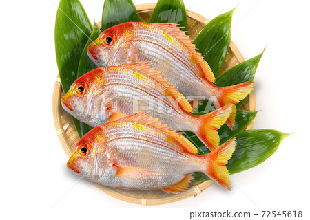 Colander, bamboo grass and red sea bream 72545618