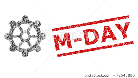 Gear Fractal Collage of Gear Items and Grunge M-Day Stamp 72545890