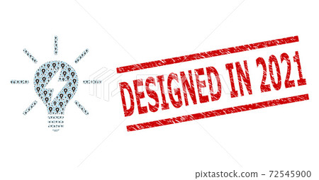 Electric Light Bulb Fractal Composition of Electric Light Bulb Items and Grunge Designed in 2021 Seal Stamp 72545900