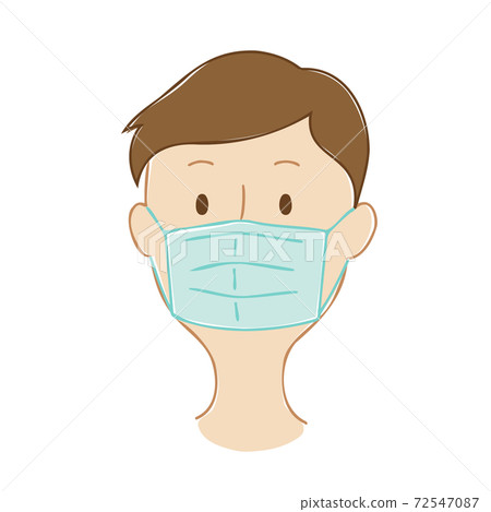 一名男子戴著醫用口罩的插圖（衛生/預防傳染病） 72547087