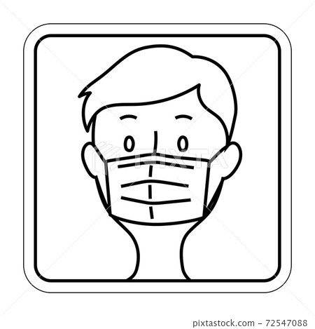 一名男子戴著醫用口罩的插圖（衛生/預防傳染病） 72547088