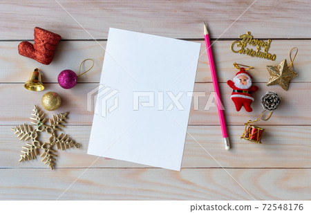 Empty christmas card and Christmas decoration. Christmas and Happy new year concept 72548176