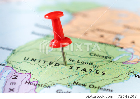 pushpin marking the location on the USA map pushpin marking the location on the USA map 72548208