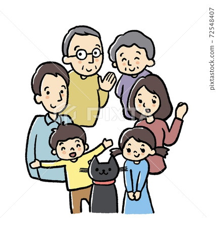 Illustration color of 3 generation family Illustration color of 3 generation family 72548407