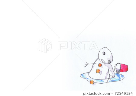 融化雪人鉛筆和水彩插圖 融化雪人鉛筆和水彩插圖 72549184