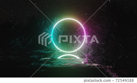 Abstract background with starfield, circle neon glow portal and crystals around Abstract background with starfield, circle neon glow portal and crystals around 72549188