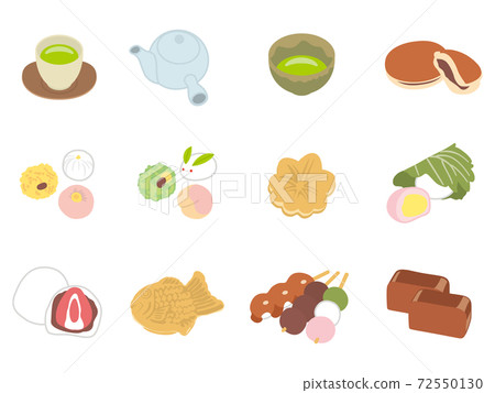 日本糖果和茶的插圖 日本糖果和茶的插圖 72550130