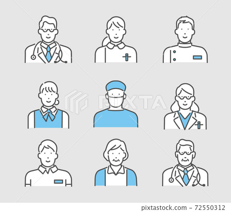 Welfare / medical worker person icon set illustration material Welfare / medical worker person icon set illustration material 72550312