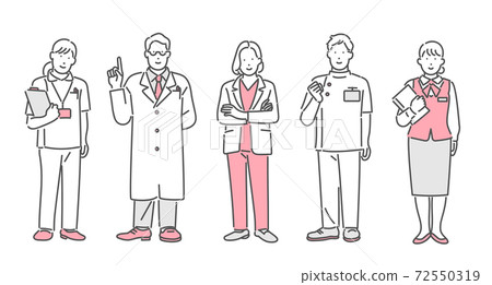 Welfare / medical worker person set full body illustration material Welfare / medical worker person set full body illustration material 72550319