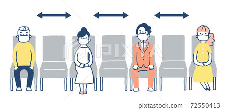 People sitting in a seat at a certain distance People sitting in a seat at a certain distance 72550413