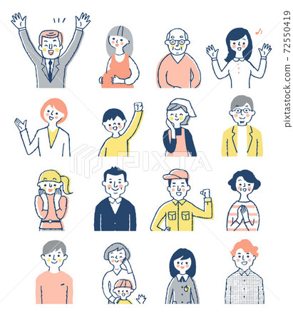 Smiling men and women upper body set Smiling men and women upper body set 72550419