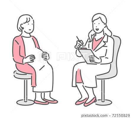 向孕婦解釋的醫生的例證材料 72550829