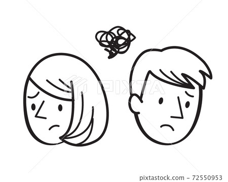 Adult men and women facial expressions line art 72550953