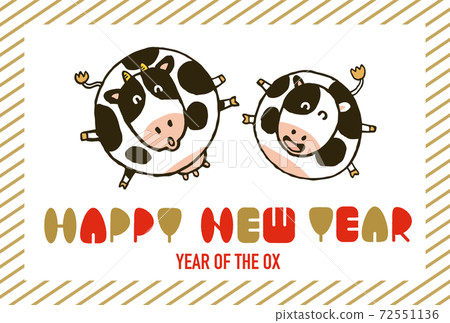 New Year's card design 2021 Ox year - Stock Illustration [72551136] - PIXTA