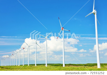 Hokkaido summer blue sky and Otonrui wind power generation Hokkaido summer blue sky and Otonrui wind power generation 72551252