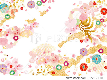 Background material-Japanese pattern cherry blossoms, phoenix 1 tech 72551400