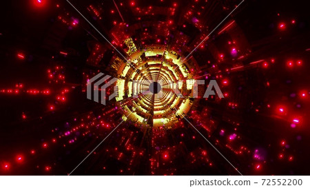 Space particles bubbles red tunnel 3d illustration background wallpaper design artwork 72552200