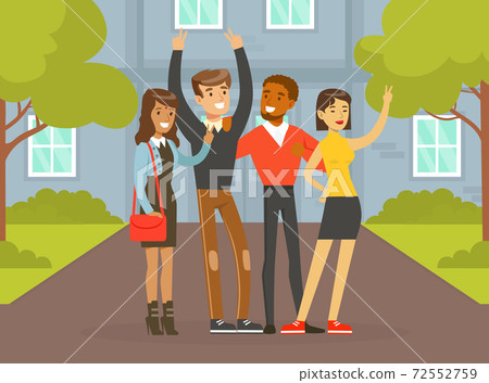 Happy People of Various Nationalities and Cultures Standing Together on Street, Social Diversity, Independent, Equality Vector Illustration Happy People of Various Nationalities and Cultures Standing Together on Street, Social Diversity, Independent, Equality Vector Illustration 72552759