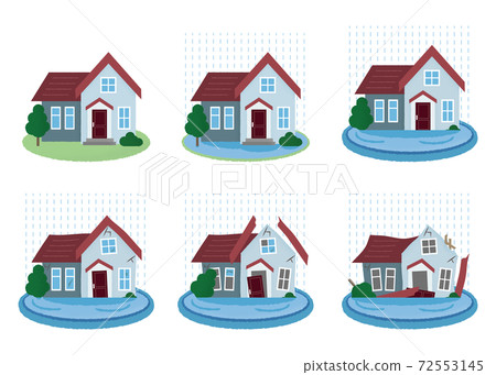 矢量插圖集的房屋遭受洪水破壞 72553145