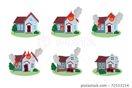矢量圖組的房子在火中 72553154