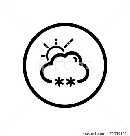 Snow, cloud and sun. Weather icon in a circle.... - Stock Illustration ...